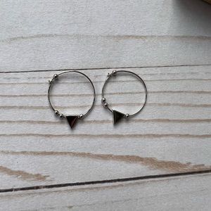 Rhodium over Sterling Silver triangle hoop earrings